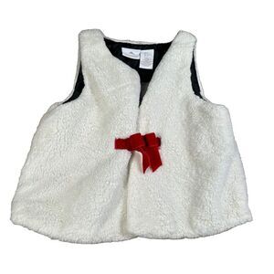 Tommy Bahama Girls White Faux Fur Vest Red‎ Bow Size 8 Perfect For Holidays